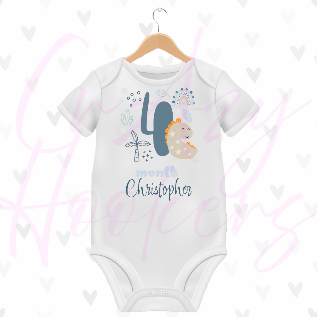 Personalized Baby Grow - Full 12 Month Set - Dinosaurs