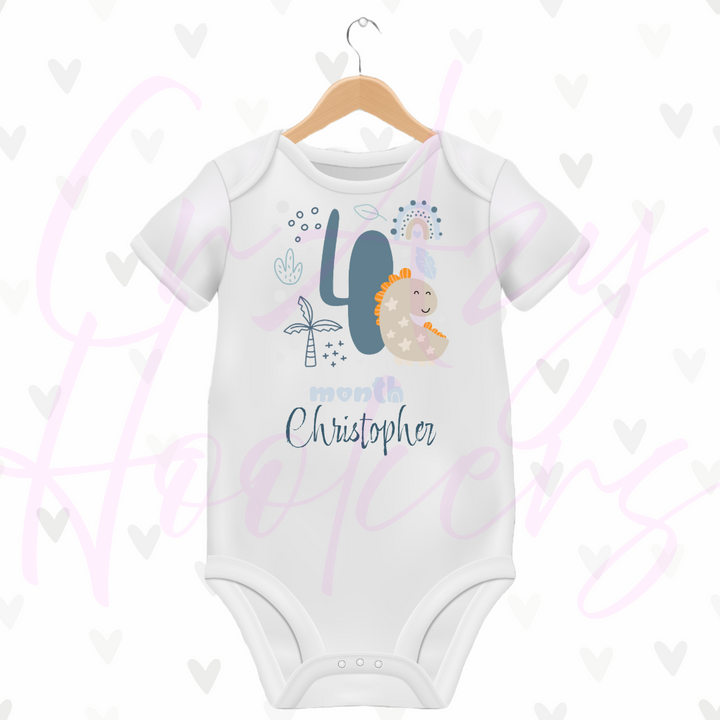 Personalized Baby Grow - Full 12 Month Set - Dinosaurs