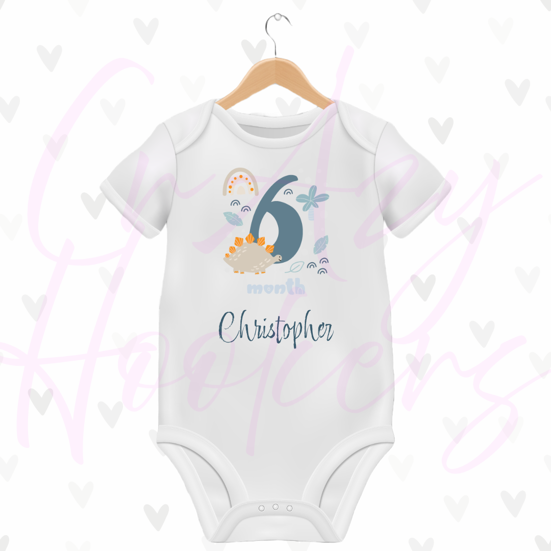 Personalized Baby Grow - Full 12 Month Set - Dinosaurs