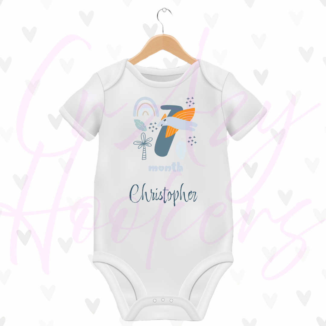 Personalized Baby Grow - Full 12 Month Set - Dinosaurs