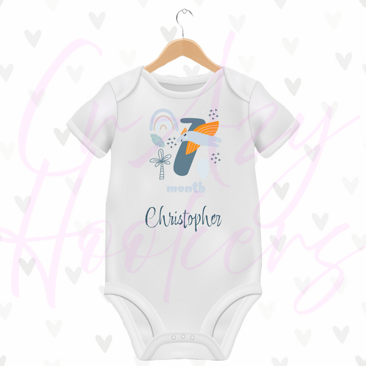 Personalized Baby Grow - Full 12 Month Set - Dinosaurs