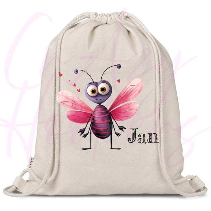 Personalized Drawstring Bag - Love Bugs