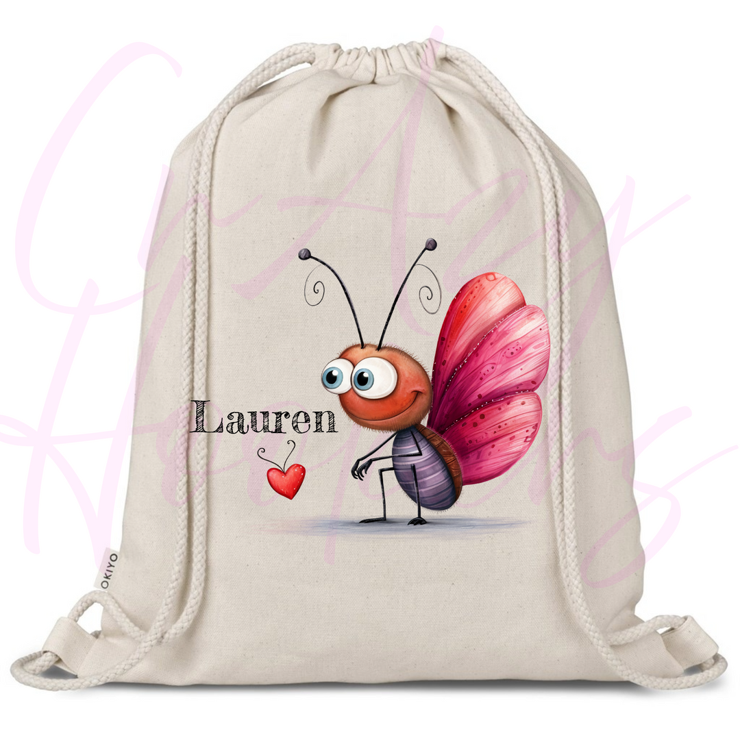 Personalized Drawstring Bag - Love Bugs