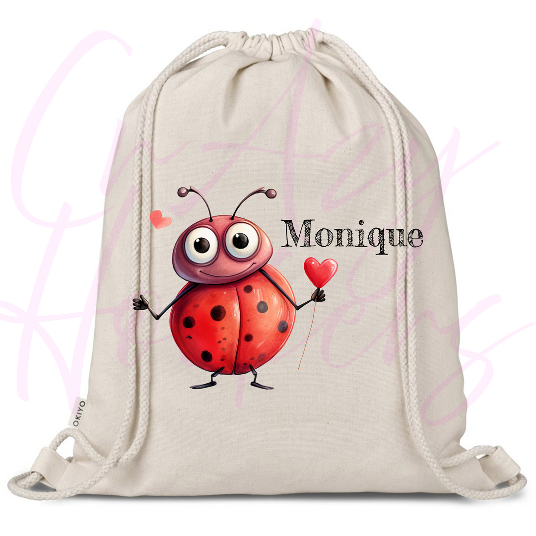 Personalized Drawstring Bag - Love Bugs