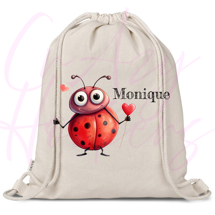 Personalized Drawstring Bag - Love Bugs