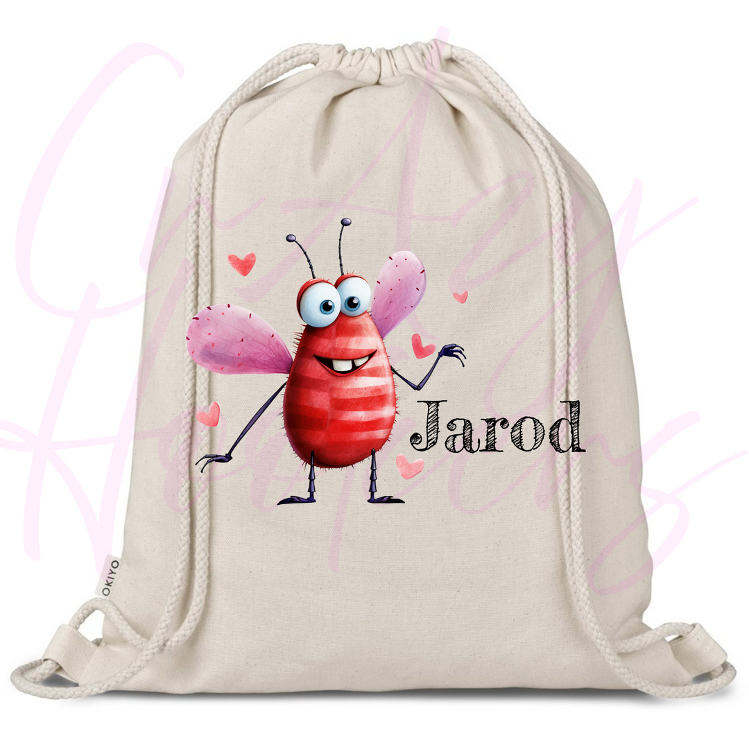 Personalized Drawstring Bag - Love Bugs