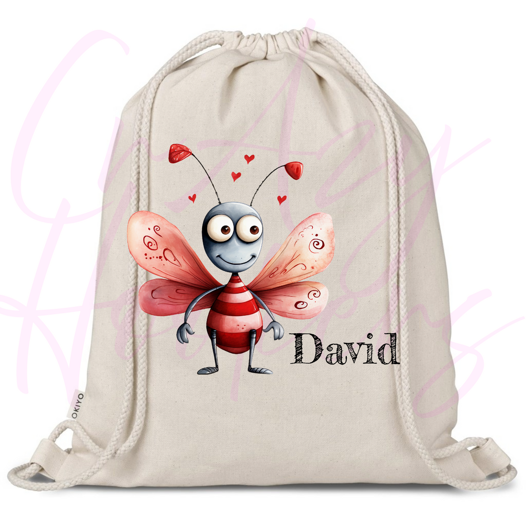 Personalized Drawstring Bag - Love Bugs