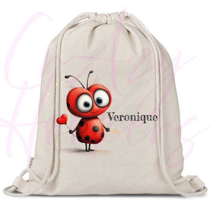 Personalized Drawstring Bag - Love Bugs