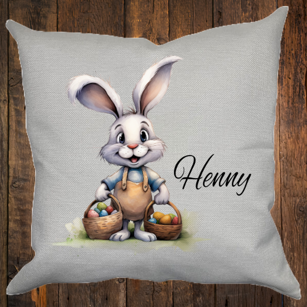 Personalized Canvas Pillow - Easter Bunny