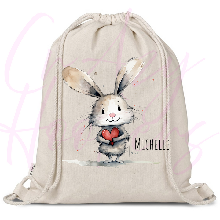 Personalized Drawstring Bag - Love Bunny