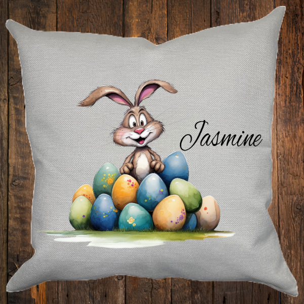 Personalized Canvas Pillow - Easter Bunny