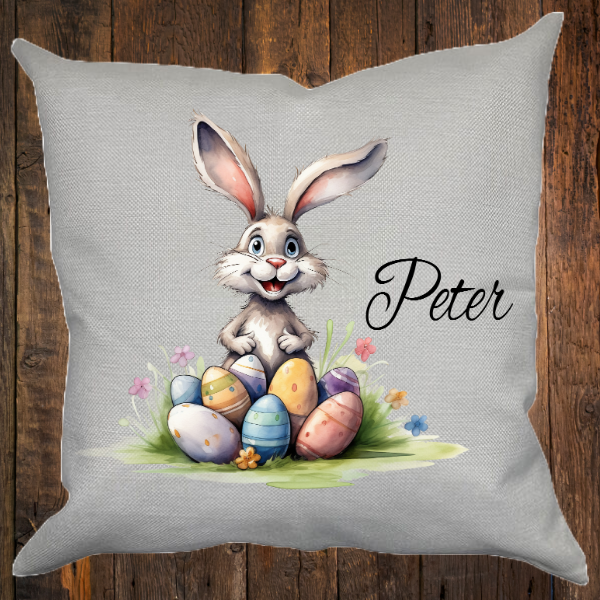 Personalized Canvas Pillow - Easter Bunny