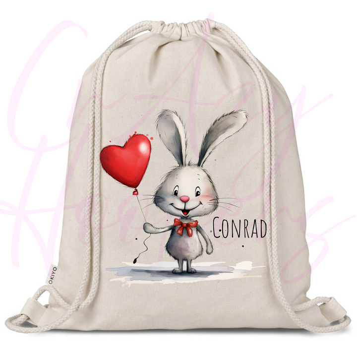 Personalized Drawstring Bag - Love Bunny