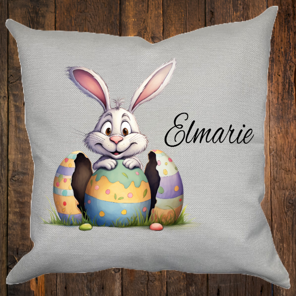 Personalized Canvas Pillow - Easter Bunny