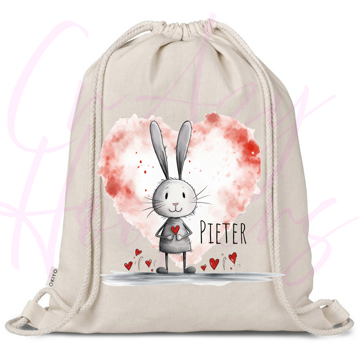 Personalized Drawstring Bag - Love Bunny