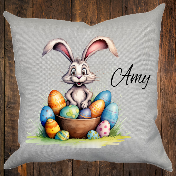 Personalized Canvas Pillow - Easter Bunny