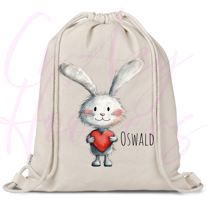 Personalized Drawstring Bag - Love Bunny