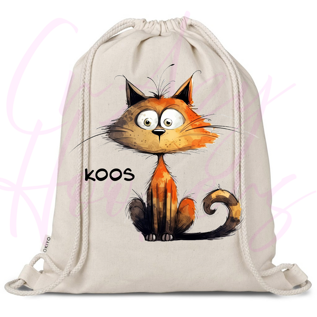 Personalized Drawstring Bag - Quirky Cats