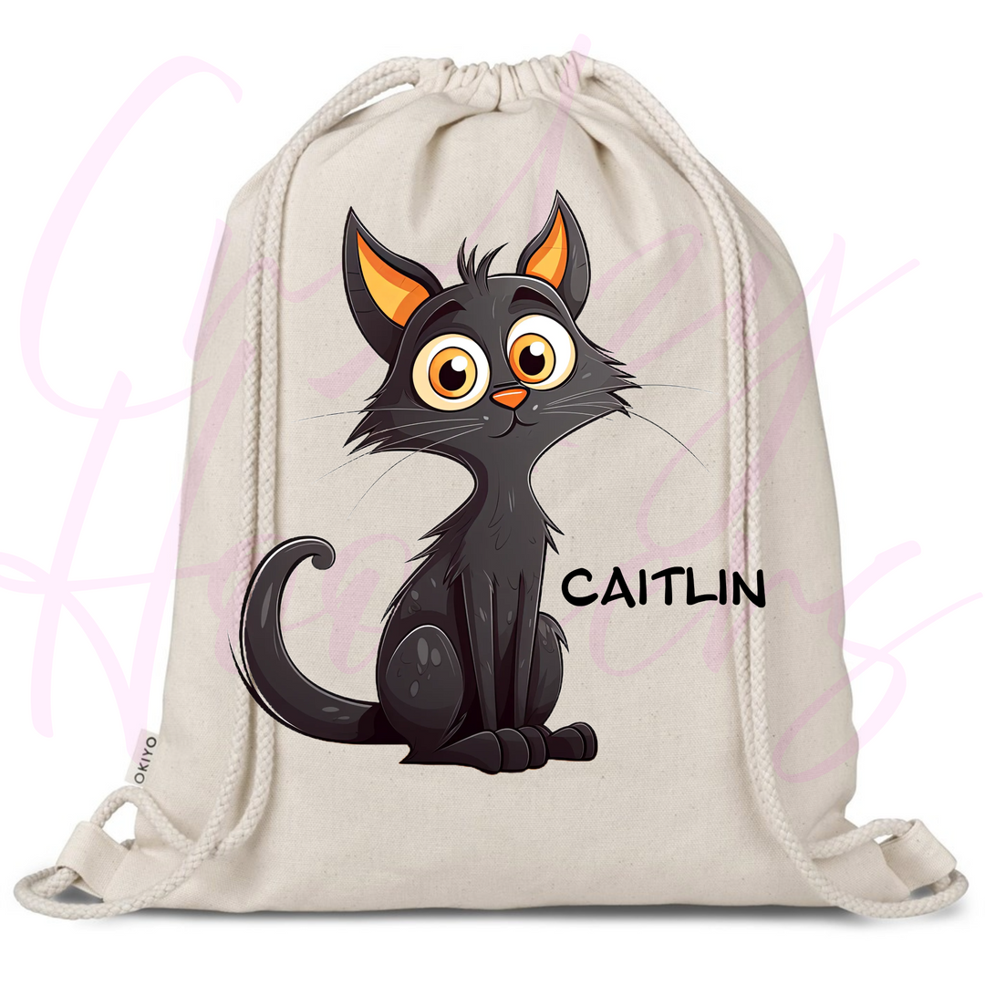 Personalized Drawstring Bag - Quirky Cats