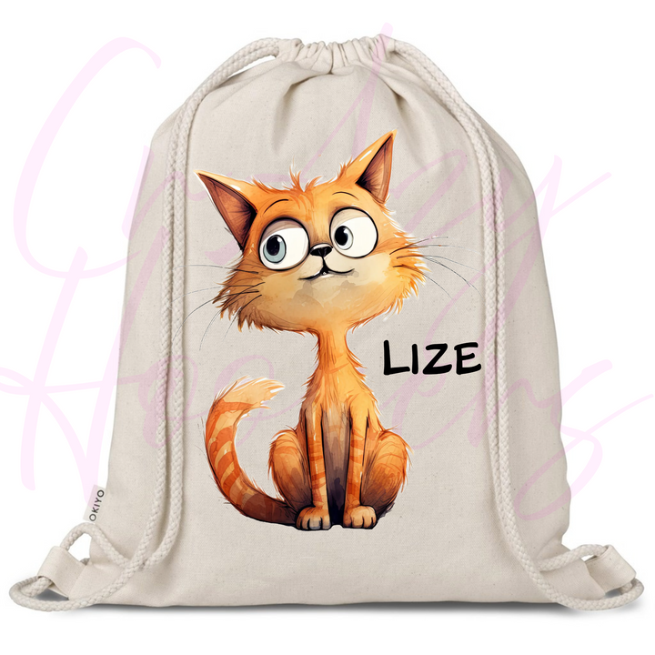 Personalized Drawstring Bag - Quirky Cats