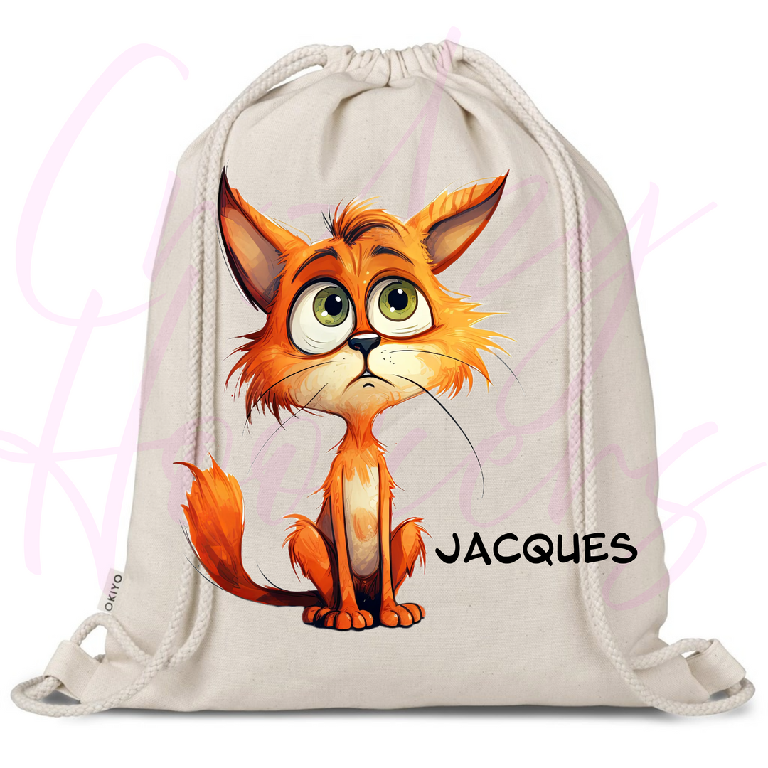 Personalized Drawstring Bag - Quirky Cats