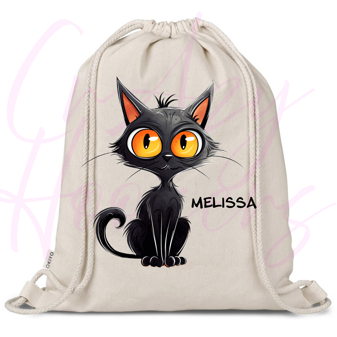 Personalized Drawstring Bag - Quirky Cats
