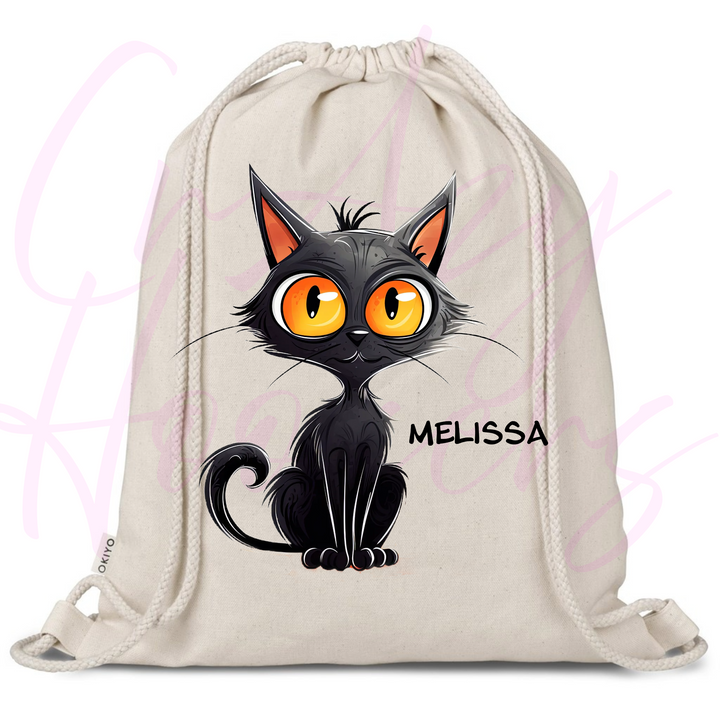 Personalized Drawstring Bag - Quirky Cats