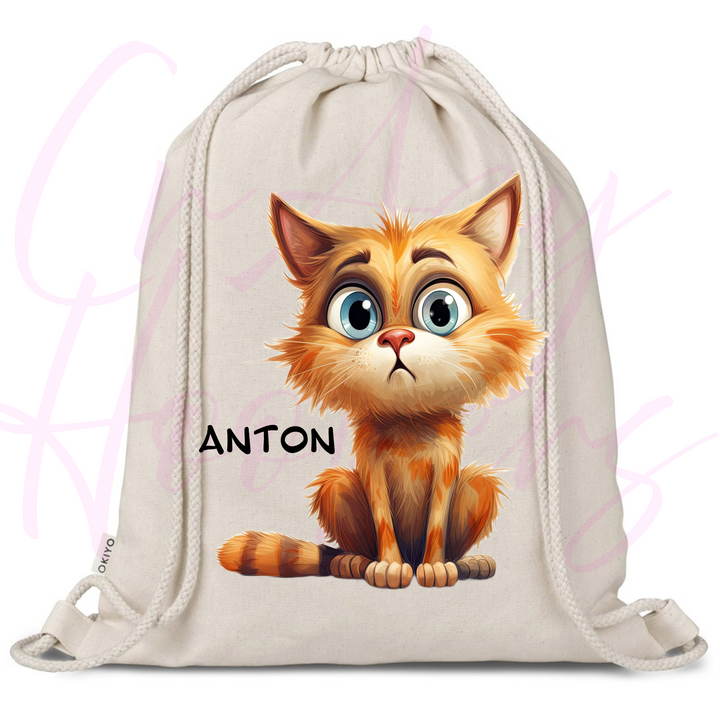 Personalized Drawstring Bag - Quirky Cats