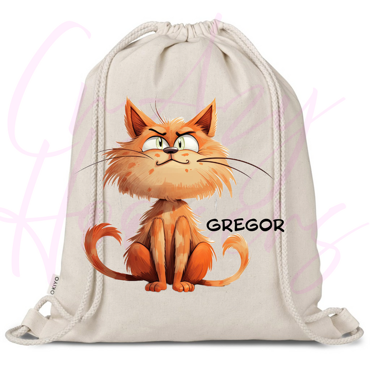 Personalized Drawstring Bag - Quirky Cats