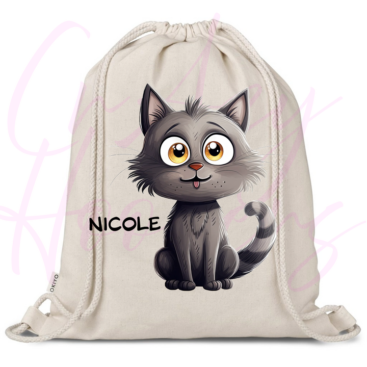 Personalized Drawstring Bag - Quirky Cats