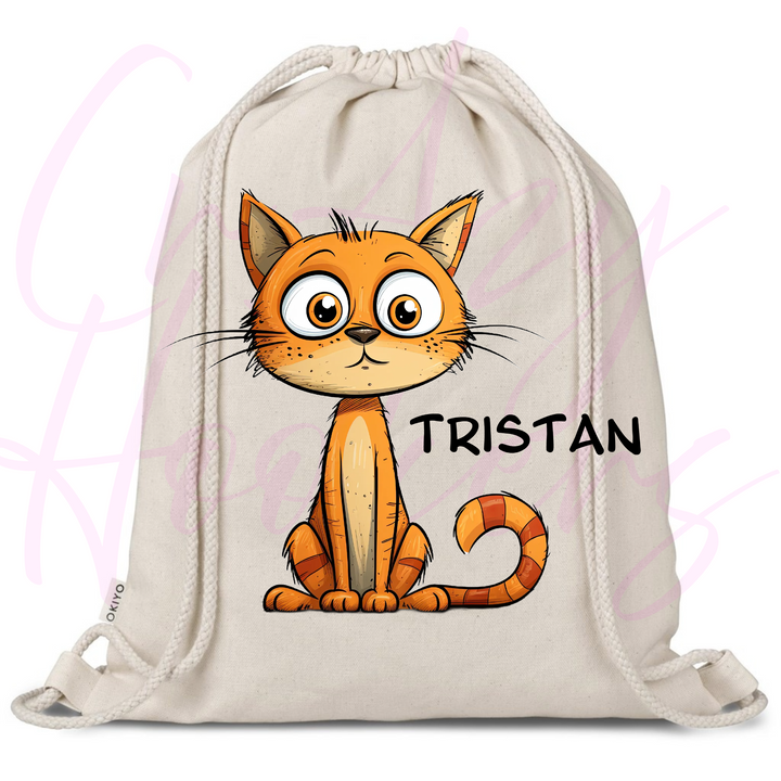 Personalized Drawstring Bag - Quirky Cats