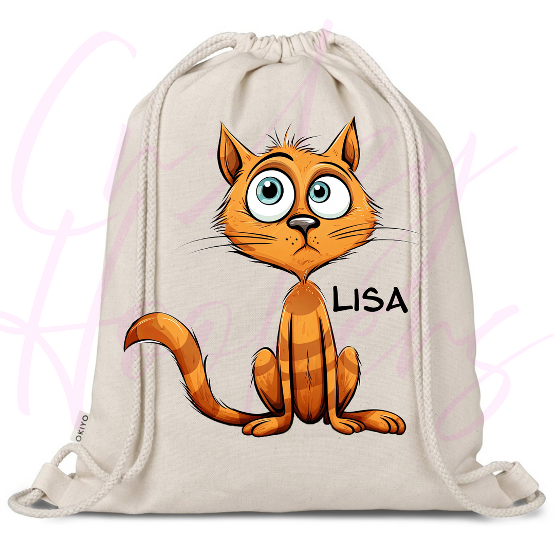Personalized Drawstring Bag - Quirky Cats