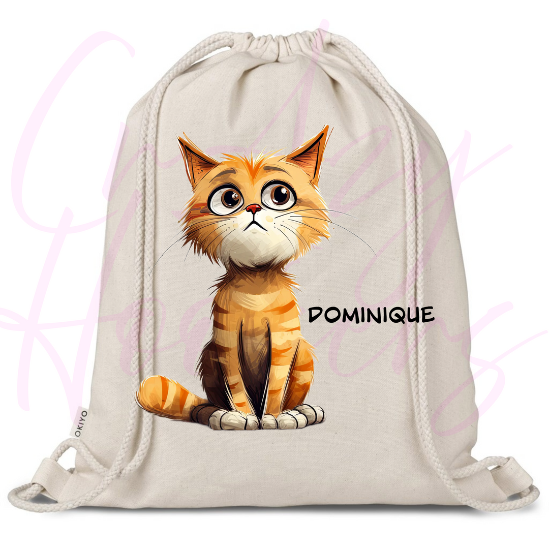 Personalized Drawstring Bag - Quirky Cats