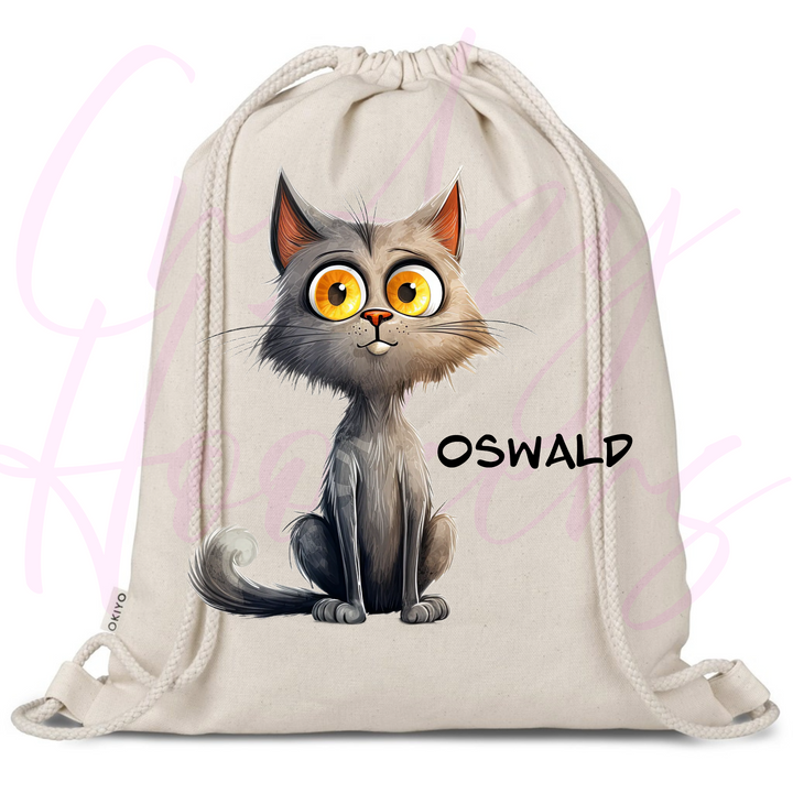 Personalized Drawstring Bag - Quirky Cats