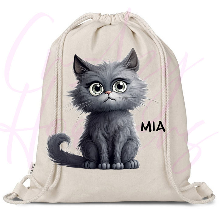Personalized Drawstring Bag - Quirky Cats