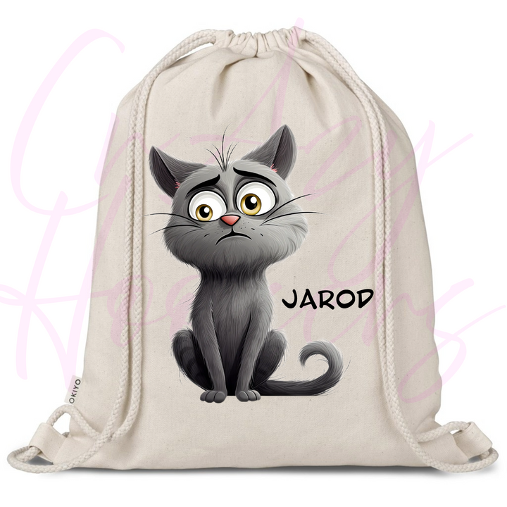 Personalized Drawstring Bag - Quirky Cats