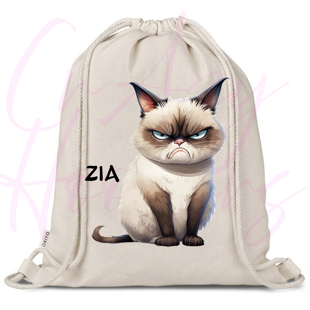 Personalized Drawstring Bag - Quirky Cats