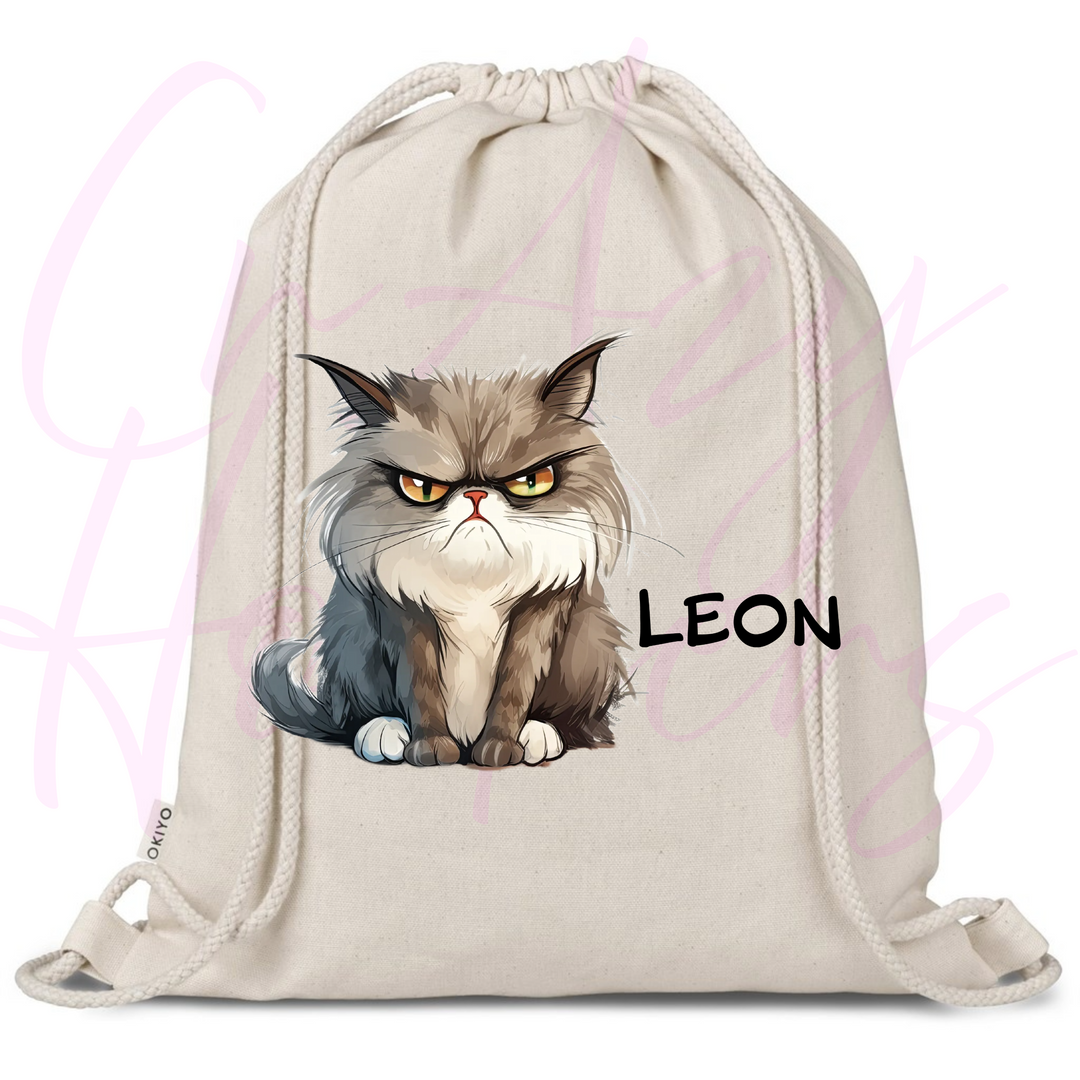 Personalized Drawstring Bag - Quirky Cats