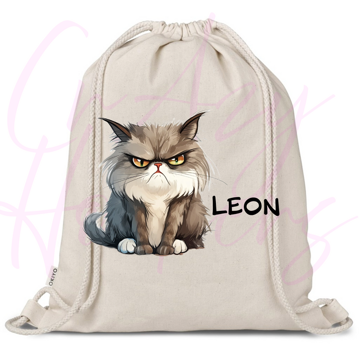 Personalized Drawstring Bag - Quirky Cats