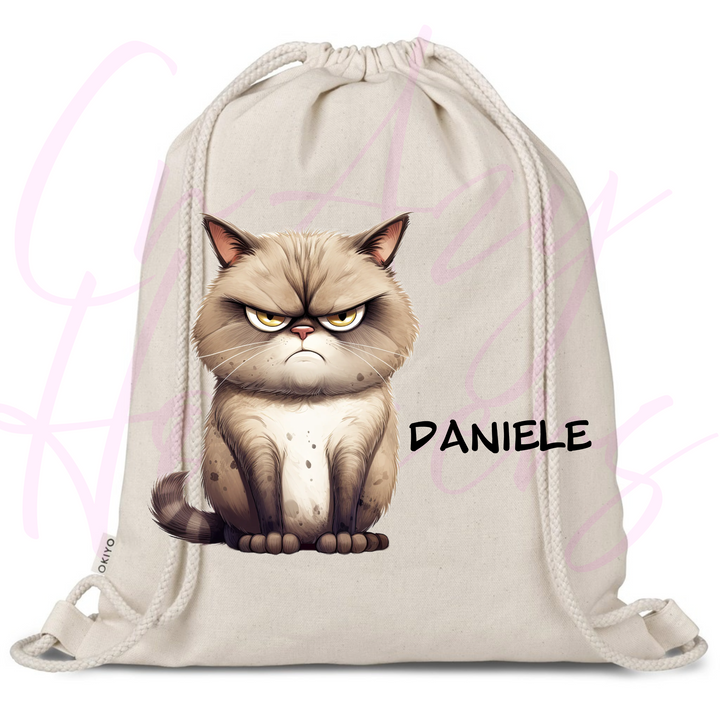Personalized Drawstring Bag - Quirky Cats