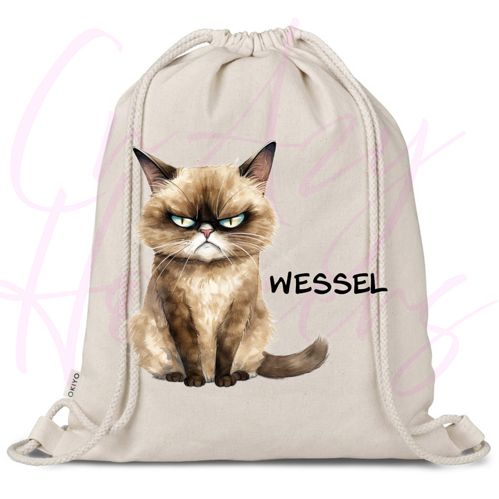 Personalized Drawstring Bag - Quirky Cats