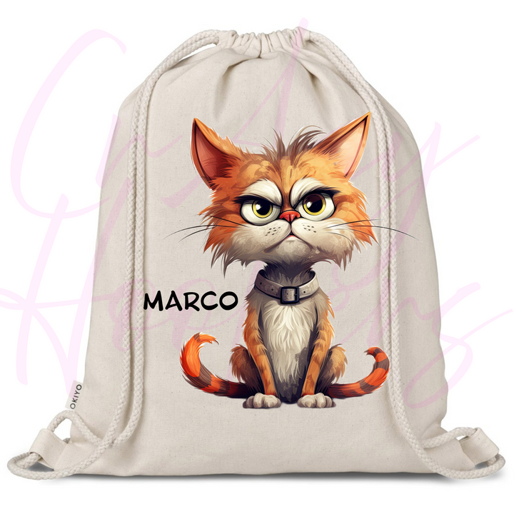 Personalized Drawstring Bag - Quirky Cats