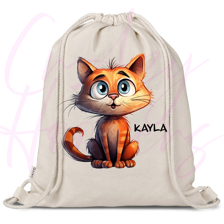 Personalized Drawstring Bag - Quirky Cats