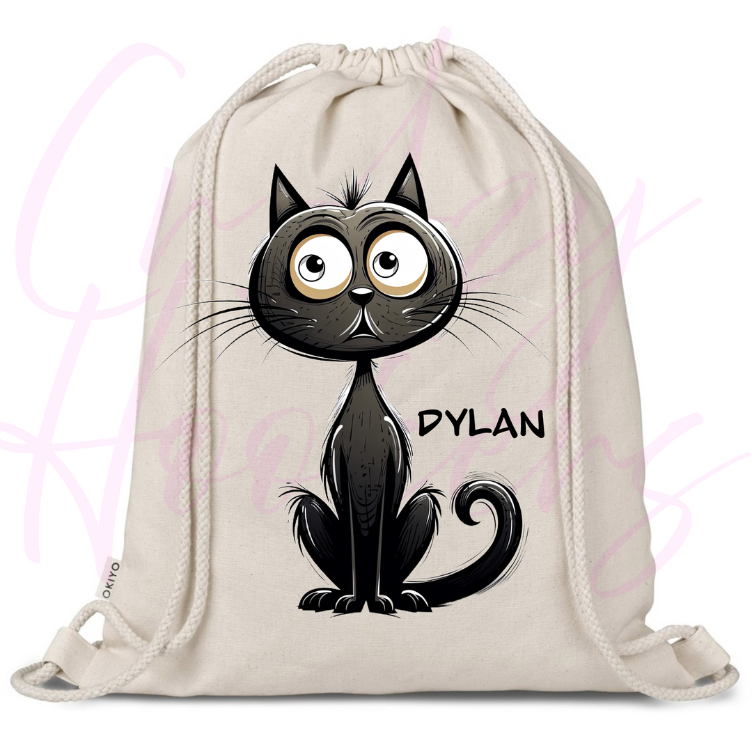 Personalized Drawstring Bag - Quirky Cats