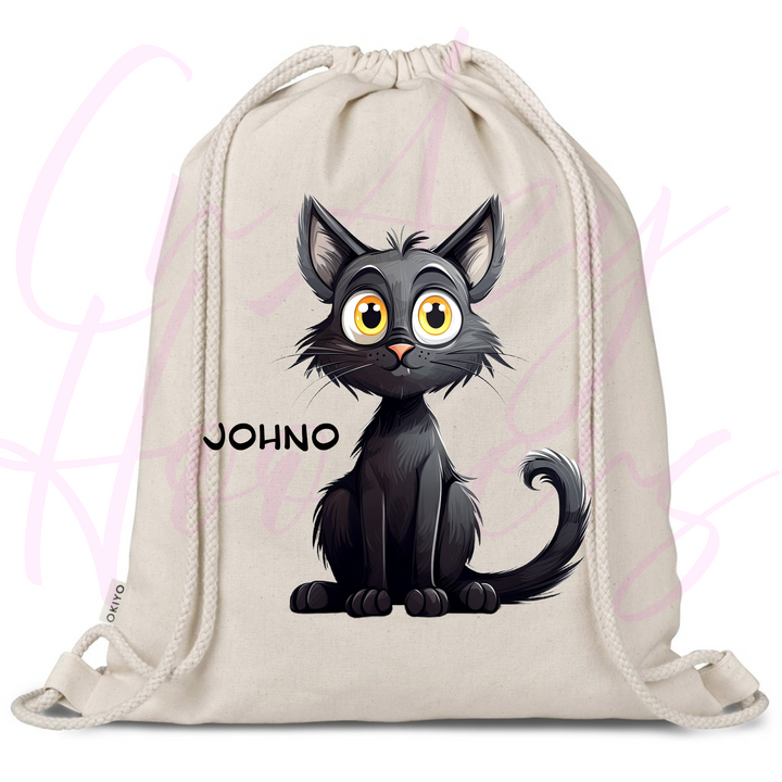 Personalized Drawstring Bag - Quirky Cats