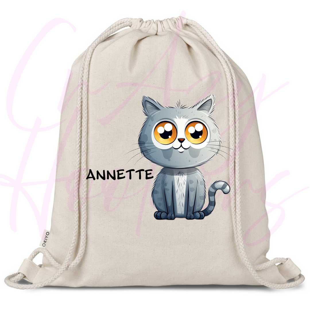 Personalized Drawstring Bag - Quirky Cats
