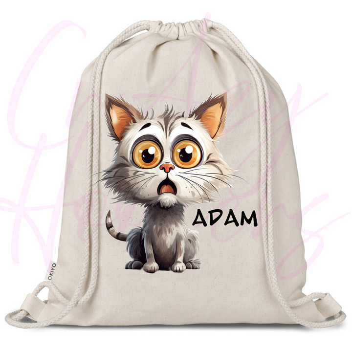 Personalized Drawstring Bag - Quirky Cats