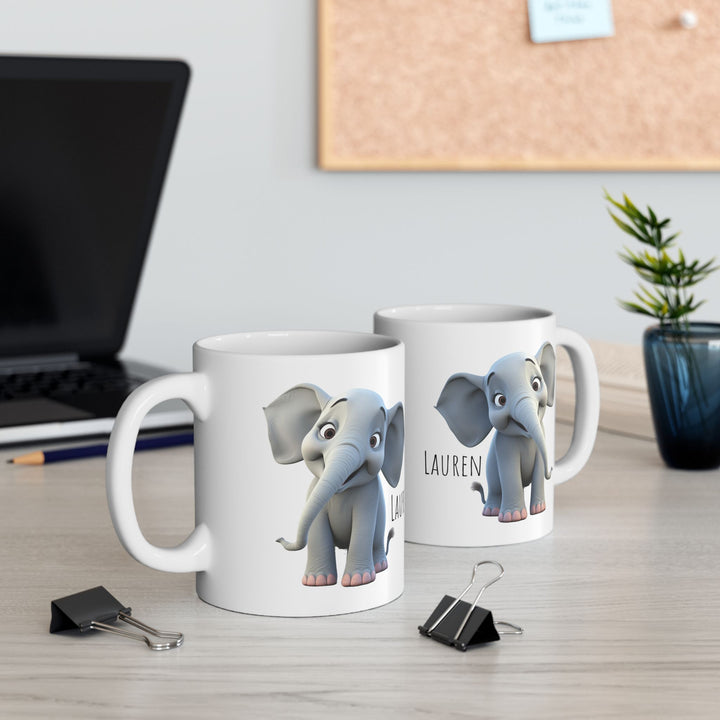 Personalized Enamle or Ceramic Mug - Elephant