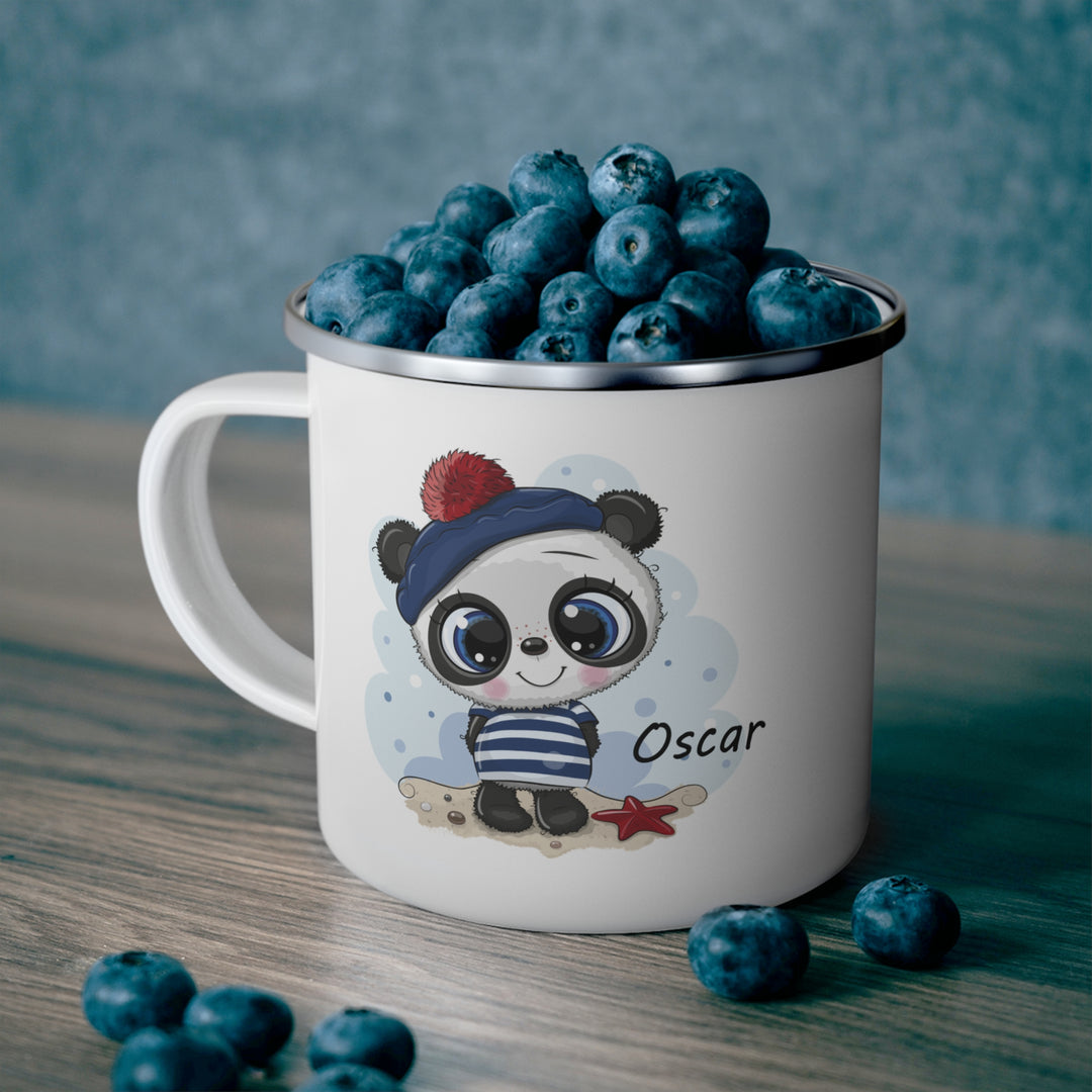 Personalized Enamel or Ceramic Mug - Blue Panda