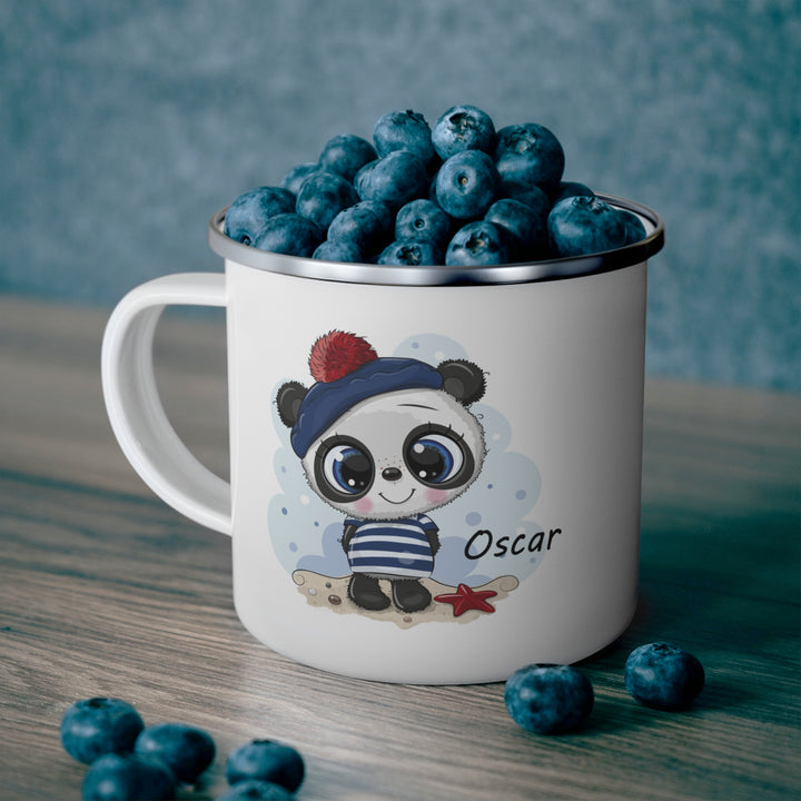 Personalized Enamel or Ceramic Mug - Blue Panda